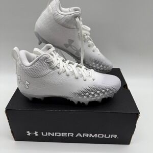 Under Armour UA Spotlight Select Jr MC Football Cleats White Youth 4.5Y NEW